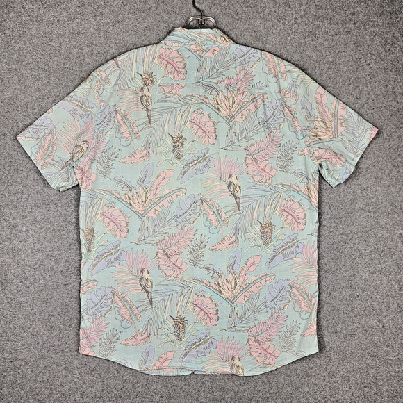 American Eagle Men's Short Sleeve Shirt Button Up Tropical Pastel Medium Island - Picture 8 of 10